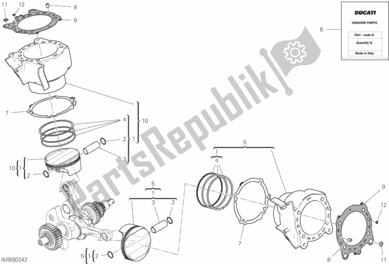 Toutes les pièces pour le Cylindres - Pistons du Ducati Multistrada 1260 ABS Brasil 2018
